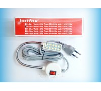 Светильник  Hotfox H-10A, на магните, для швейных машин и станков на гибкой ножке с вилкой