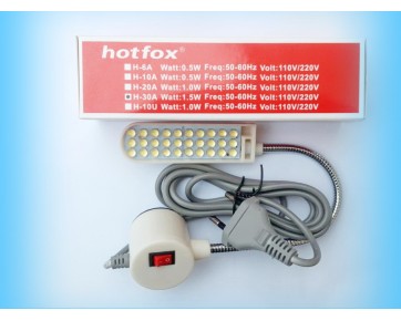 Светильник Hotfox H-30A на магните, для швейных машин и станков на гибкой ножке с вилкой
